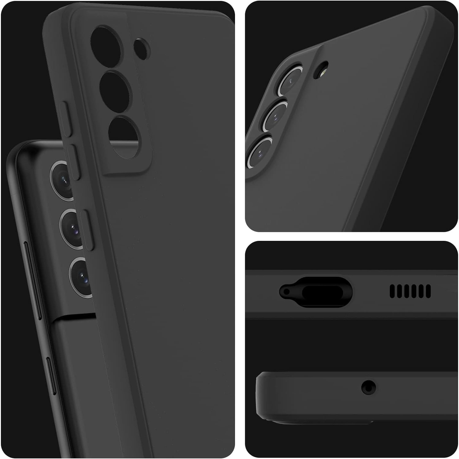 Husa protectie compatibila cu Samsung Galaxy S21 FE, ultra slim, silicon Negru cu interior de catifea, protectie camera, PlanetPhone