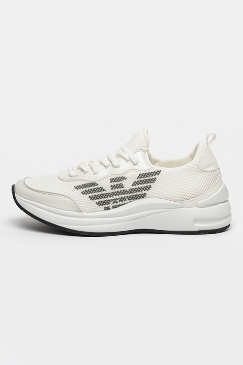 Emporio Armani, Műbőr sneaker hálós anyagú részletekkel, Fehér