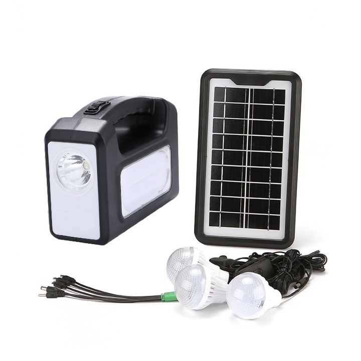 Kit solar camping cu lanterne, powerbank, 3 becuri led, BGRJ 807