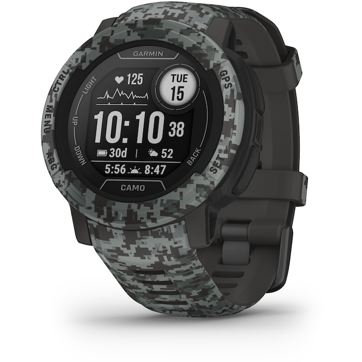 Смарт часовник Garmin Instinct 2, 45 mm, Silicone strap, Graphite Camo
