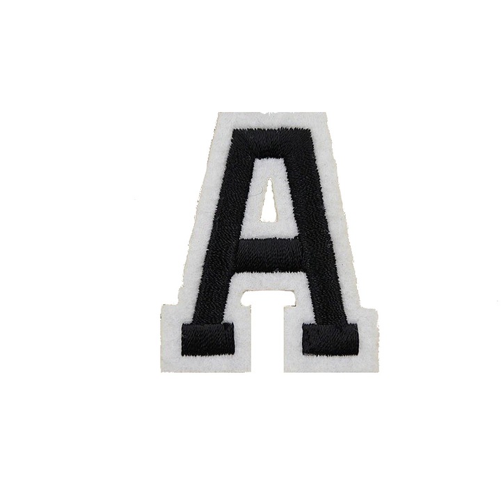 Petic textil brodat Litera A, Alfabet, 5.1x4.1 cm