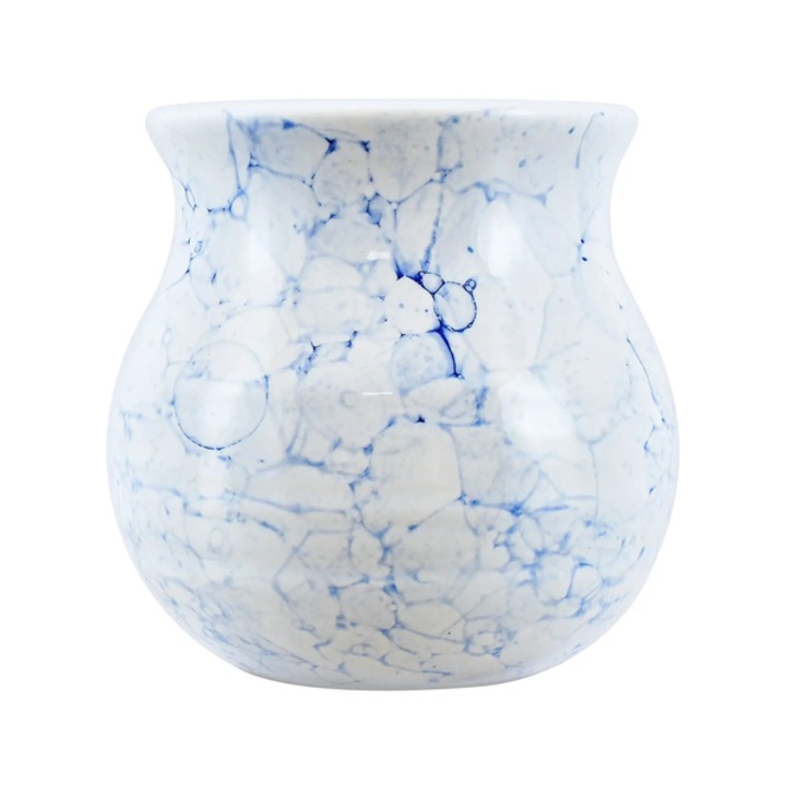 Cana Pentru Yerba Mate, Cebador, Ceramica, Alb, Celeste, 375 ml, Design Marmura, Suprafata Glazurata, Rezistenta la Temperatura, Calitate Superioara, Stil Modern