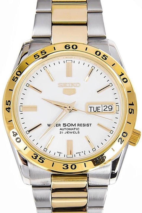 Seiko, Автоматичен иноксов часовник, Сребрист, Златист