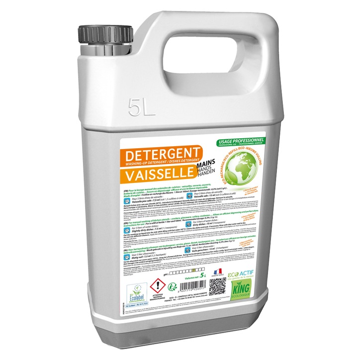 Detergent ecologic concentrat pentru spalarea manuala a vaselor, Ecolabel, 5 litri