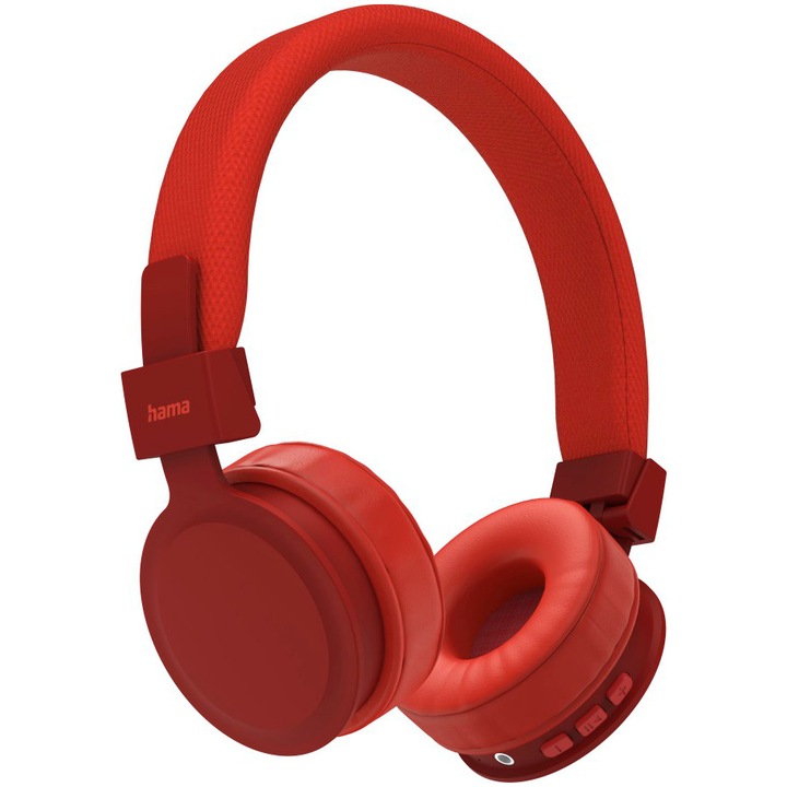 Аудио слушалки On Ear Pliabile Hama Freedom Lit, Wireless, Bluetooth, Микрофон, Автономия 8 часа, Червен