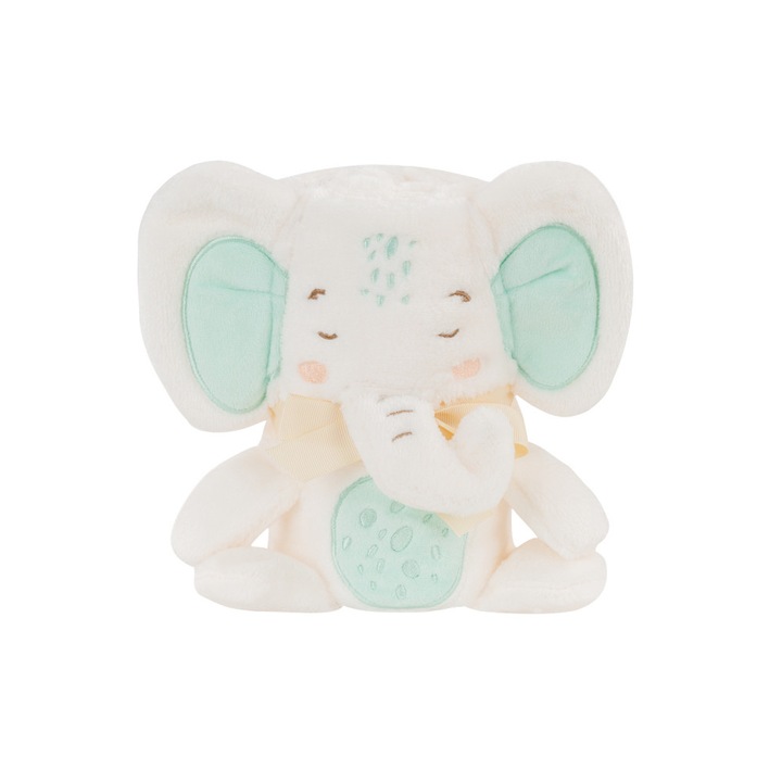 Paturica moale 75x100 cm KikkaBoo Baby blanket 3D Elephant Time