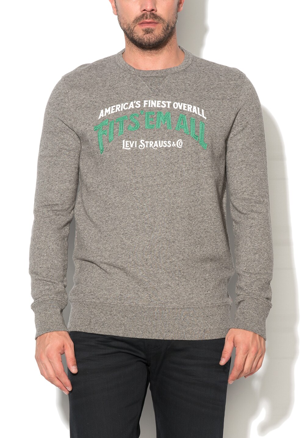 Levi`s Bluza sport gri melange cu decolteu la baza gatului S