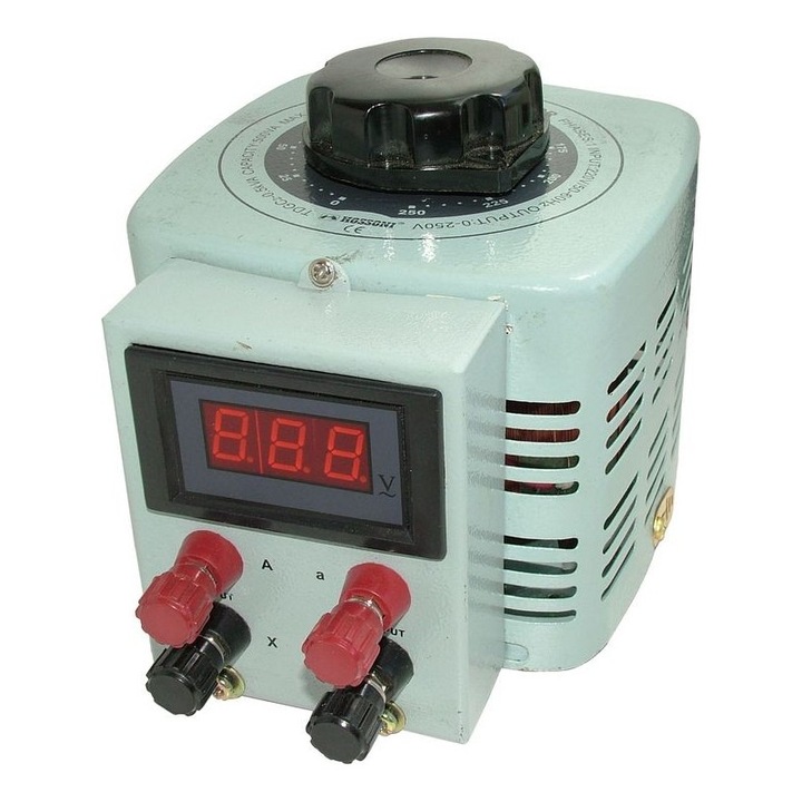 Автотрансформатор, 220V, 0-250V, 500W, цифров волтметър, Монофазен променлив
