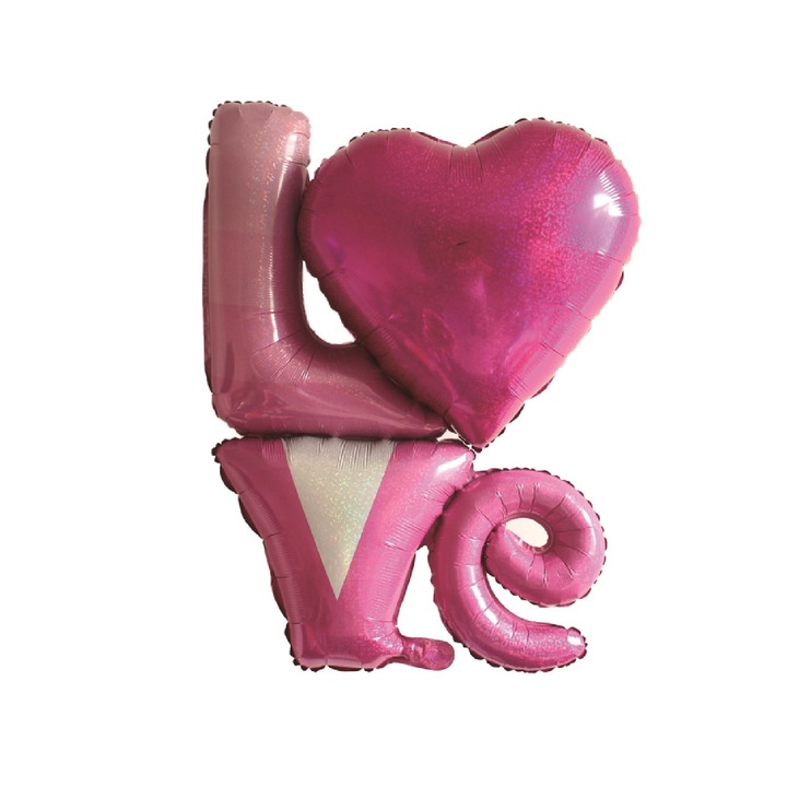 Alufóliából készült figura lufi, Love típusú, 50 cm