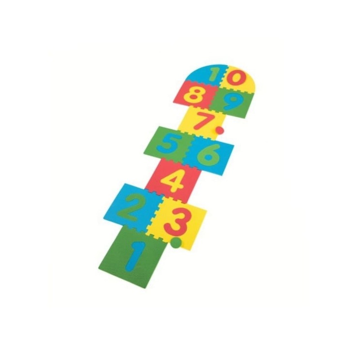 Covoras Puzzle tip sotron educativ,10 piese cu imprimeu cifre, multicolor