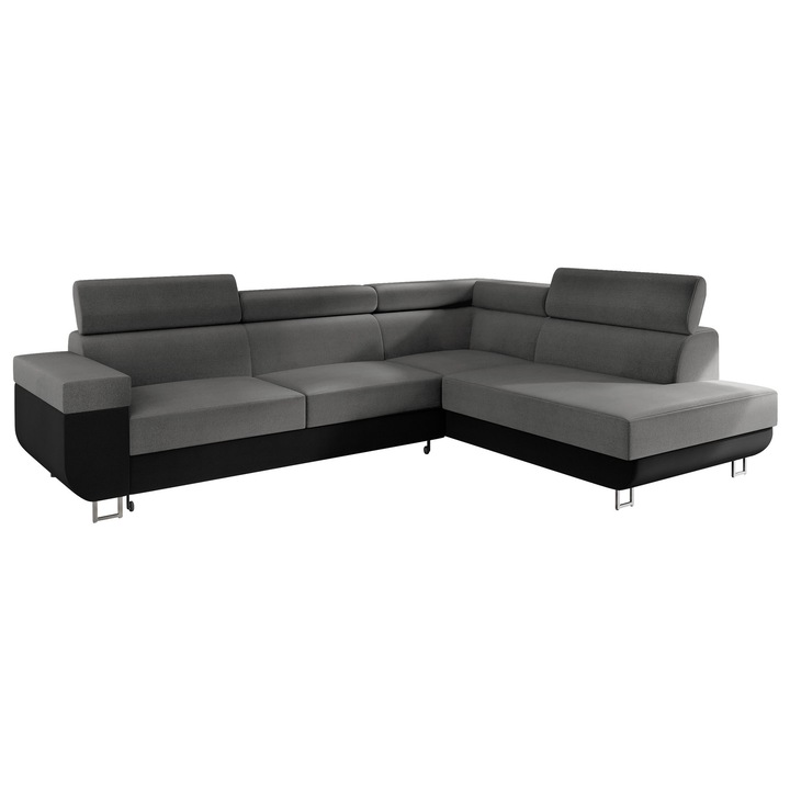 Coltar rabatabil Antrodem, MIRJAN24, dreapta, negru / gri, 253x188x71 cm