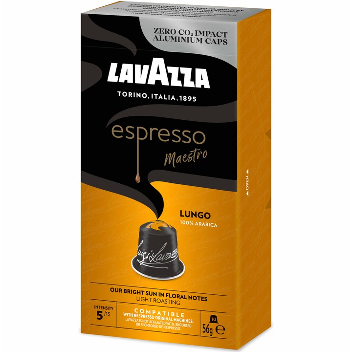 Кафе капсули Lavazza Lungo, Съвместими с Nespresso, Алуминий, 10x5.7 гр