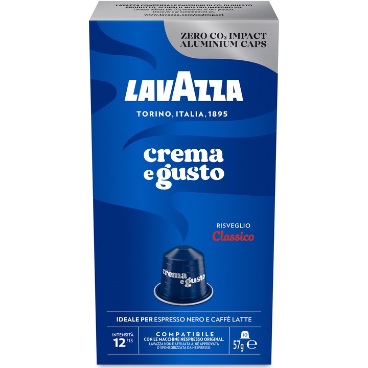 Cafea capsule Lavazza Classico, compatibile Nespresso, aluminiu, 10x5,7g