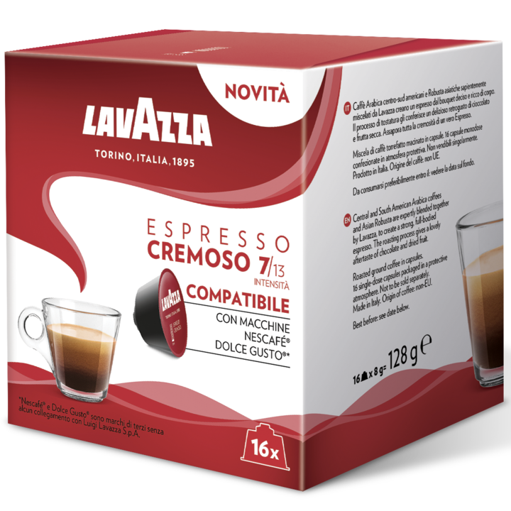 Cafea capsule Lavazza Cremoso Espresso, compatibile Dolce Gusto, 16x8g