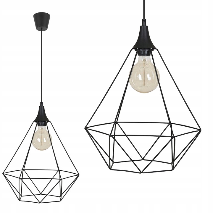 Plafoniera suspendata, LightHome, Nuvola, Retea de alimentare, 60 W, 1 punct de lumina, 34 cm, 100 cm, E27, metal, Negru