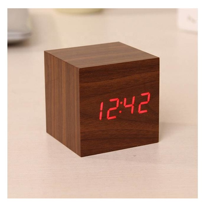 Настолен LED часовник, Винтидж, Термометър, -10°C до 50°C