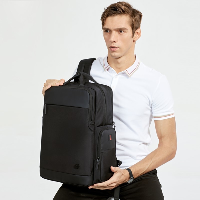 Rucsac laptop 15.6", expandabil, cu port de incarcare USB si sistem antifurt, Escalate, 46x31x18 cm, Negru