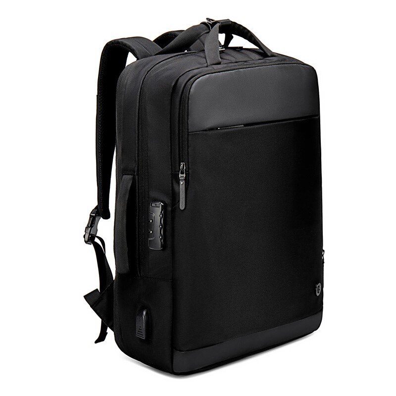 Rucsac laptop 15.6", expandabil, cu port de incarcare USB si sistem antifurt, Escalate, 46x31x18 cm, Negru