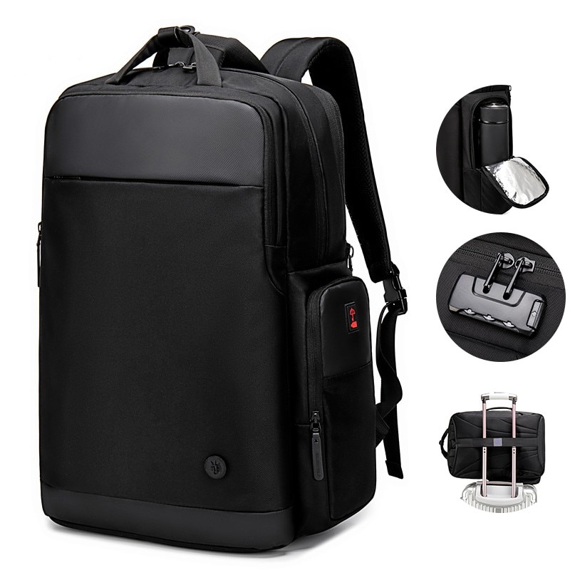 Rucsac laptop 15.6", expandabil, cu port de incarcare USB si sistem antifurt, Escalate, 46x31x18 cm, Negru