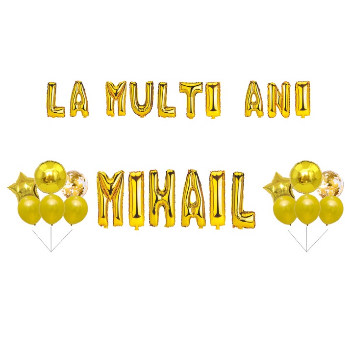 Boldog születésnapot Michael lufi szett, tortafeltét, arany, 35 db