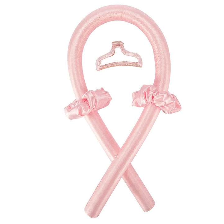 CLASStitude Hajgöndörítő készlet, hő nélkül, 2 db hajgumival és egy hajcsattal, rózsaszín