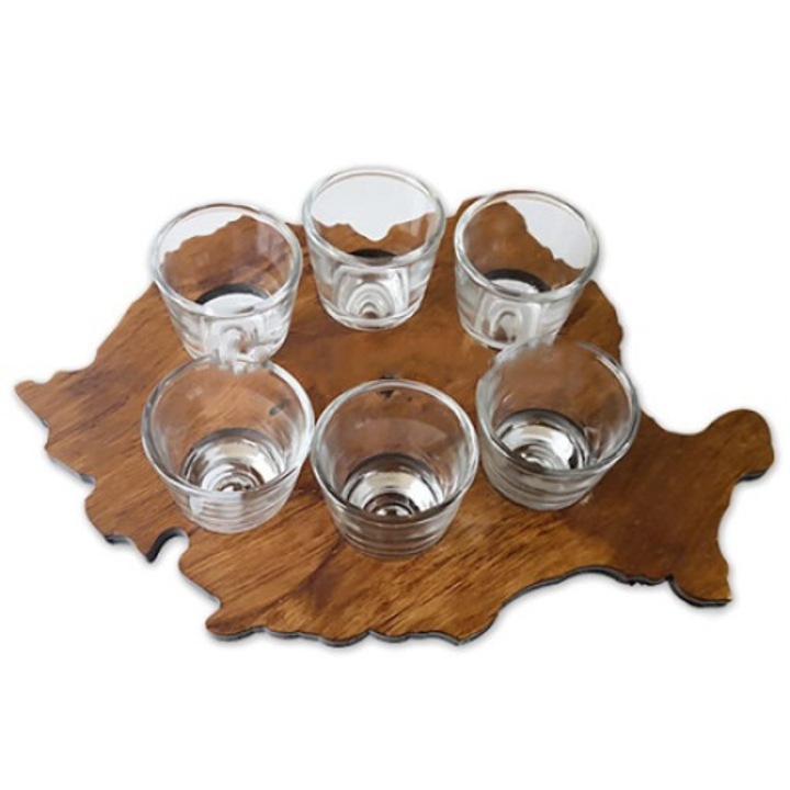 Állvány 6 fából készült sörétes szemüveggel Románia térképe