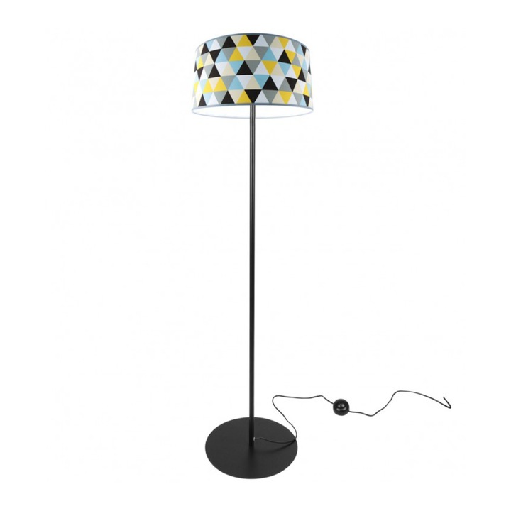 Lampadar, Light Home, Metal/Textil, 153 cm, 60 W, Model triunghiuri, Multicolor