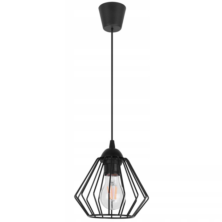 Plafoniera suspendata, LightHome, Nuvola, Retea de alimentare, 60 W, 1 punct de lumina, 18 cm, 85x8 cm, E27, metal, Negru