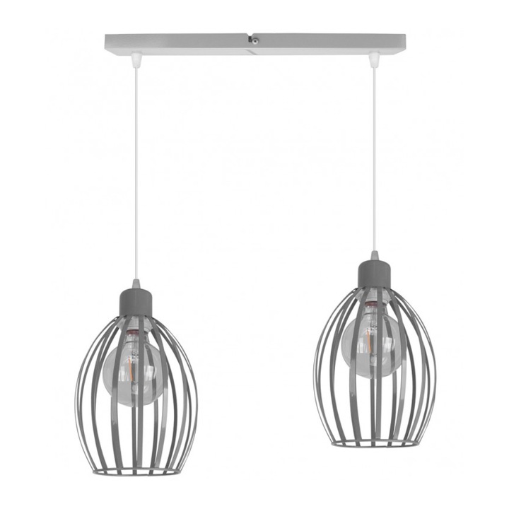 Lustra cu 2 brate, Light Home, Tomi, Desing moderne, E27, Numarul de puncte luminoase 2, Iluminat interior, Latime 17cm, Lungime 40, Metal, Negru