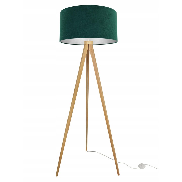 Lampadar, Light Home, Lemn/Textil, 145 cm, 60 W, Verde/Maro