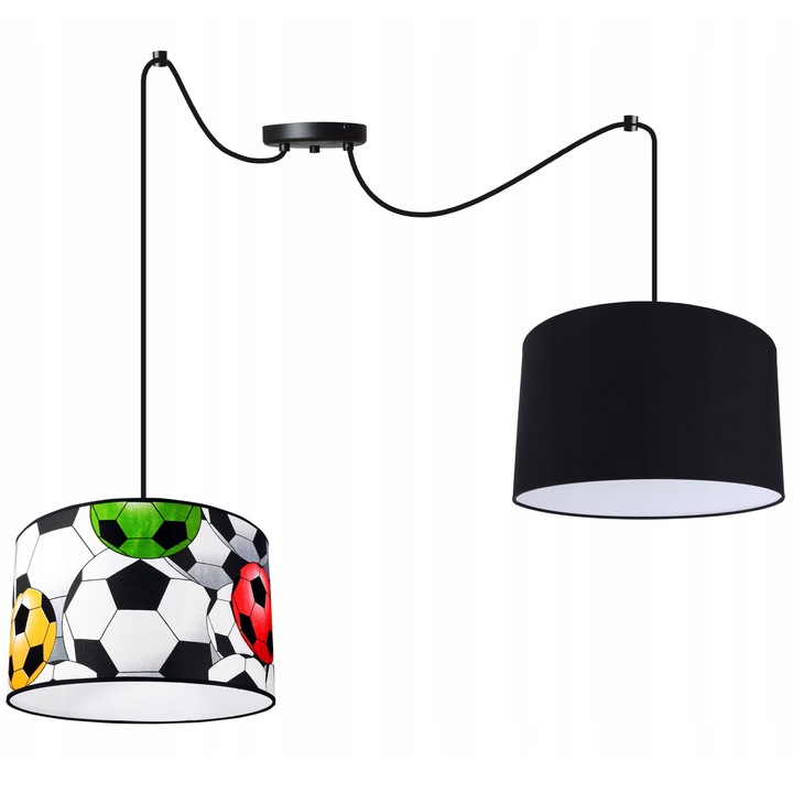 Lustra, Light Home, Soccer, 2 puncte de lumina, E27, 230V, 60W, 200cm, Clasa A, LED, Metal, Multicolor