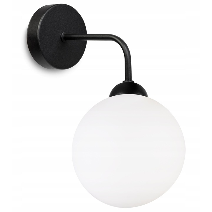 Aplica perete Light Home Classic, Metal/Sticla, 31x22 cm, Alb/Negru