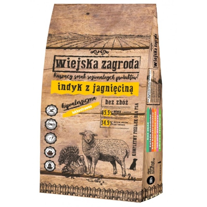 hrana uscata pentru caini adulti talie mica wiejska zagroda cu miel si curcan 2 kg imagen 55_2_
6