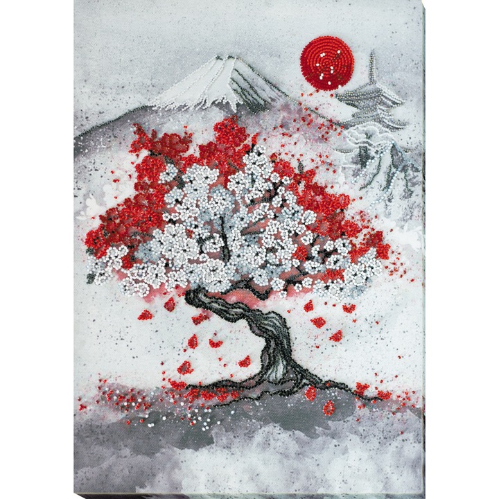 Set broderie cu margele cusute, Hanami, 11 culori, 25x35 cm