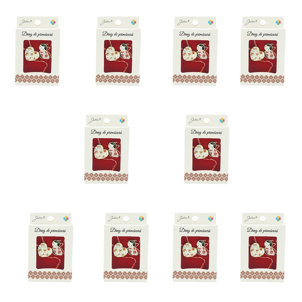 Inima Multicolora Set 10 Martisoare tip brosa, model buburuza cu inima, multicolora - eMAG.ro