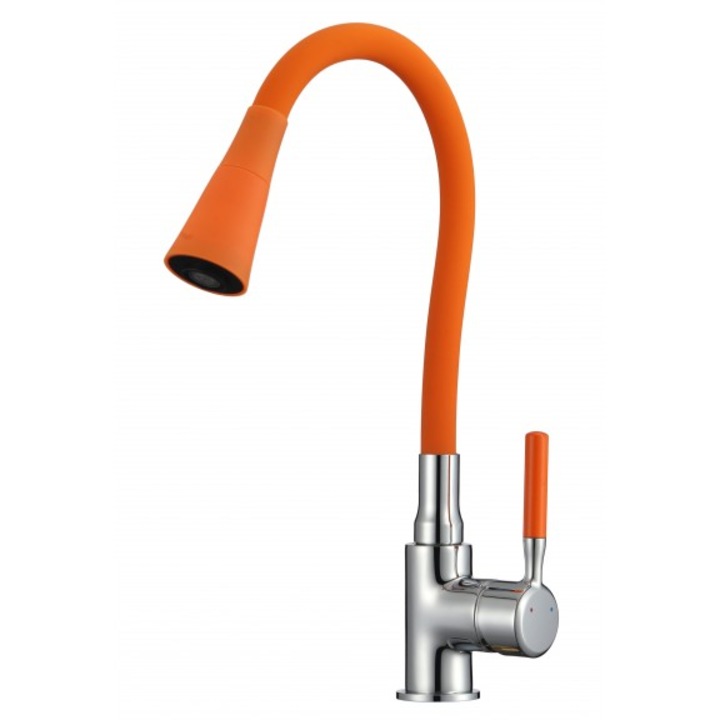 Csaptelep Inter Ceramic Havana, ICF 7108223, Narancs, Magas, Rugalmas kifolyó, Konyhába