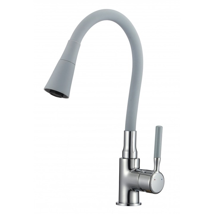 Csaptelep Inter Ceramic Havana, ICF 7108223, Szürke, Magas, Rugalmas kifolyó, Konyhába