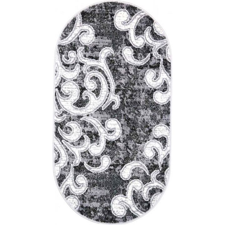 Covor Modern, Cappuccino 16028-610, Gri / Alb, Oval, 160x230 cm, 1700 gr/mp