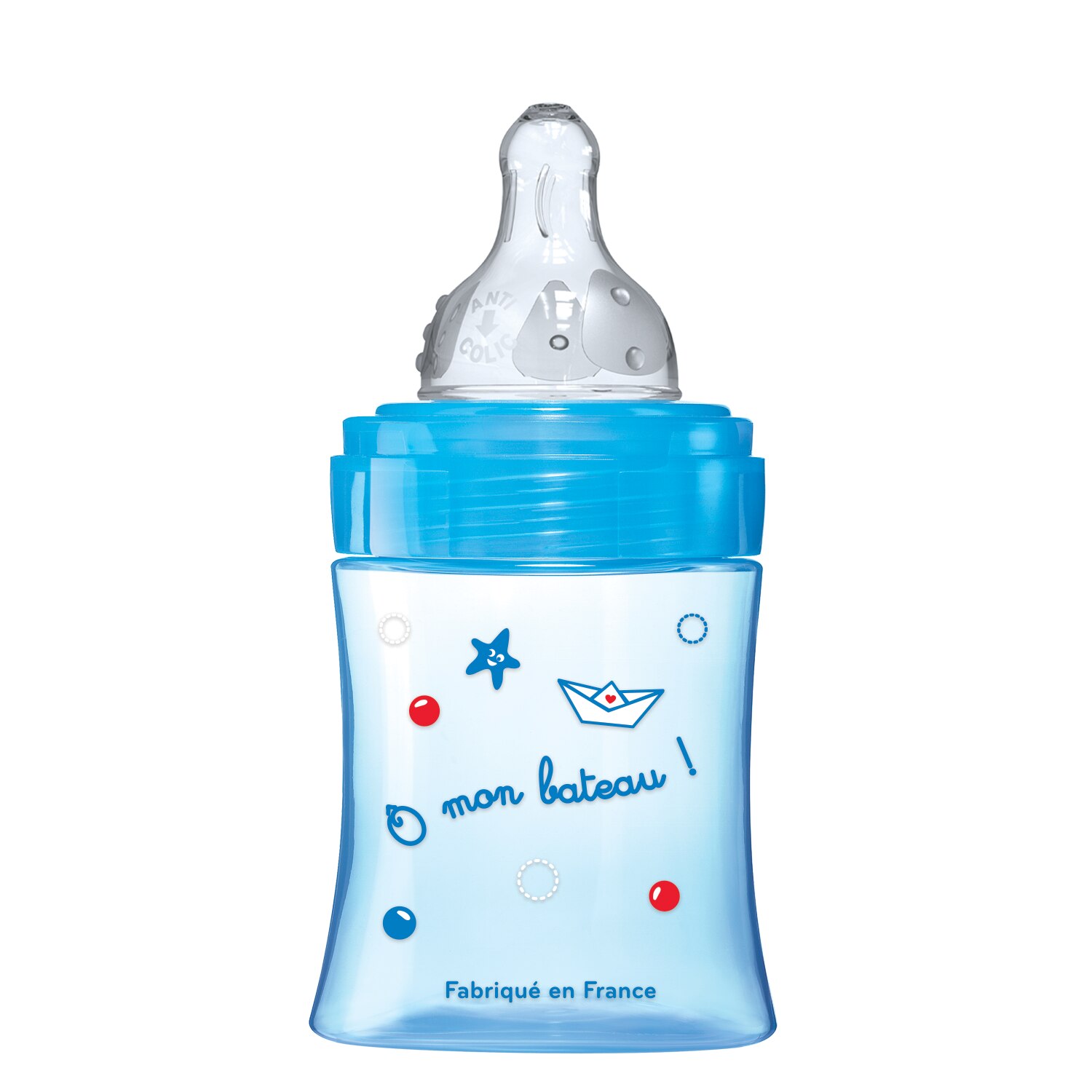 Biberon Dodie Initiation+, 06 luni, 150 ml, debit lent, 3 viteze, tetina rotunda, Anticolici