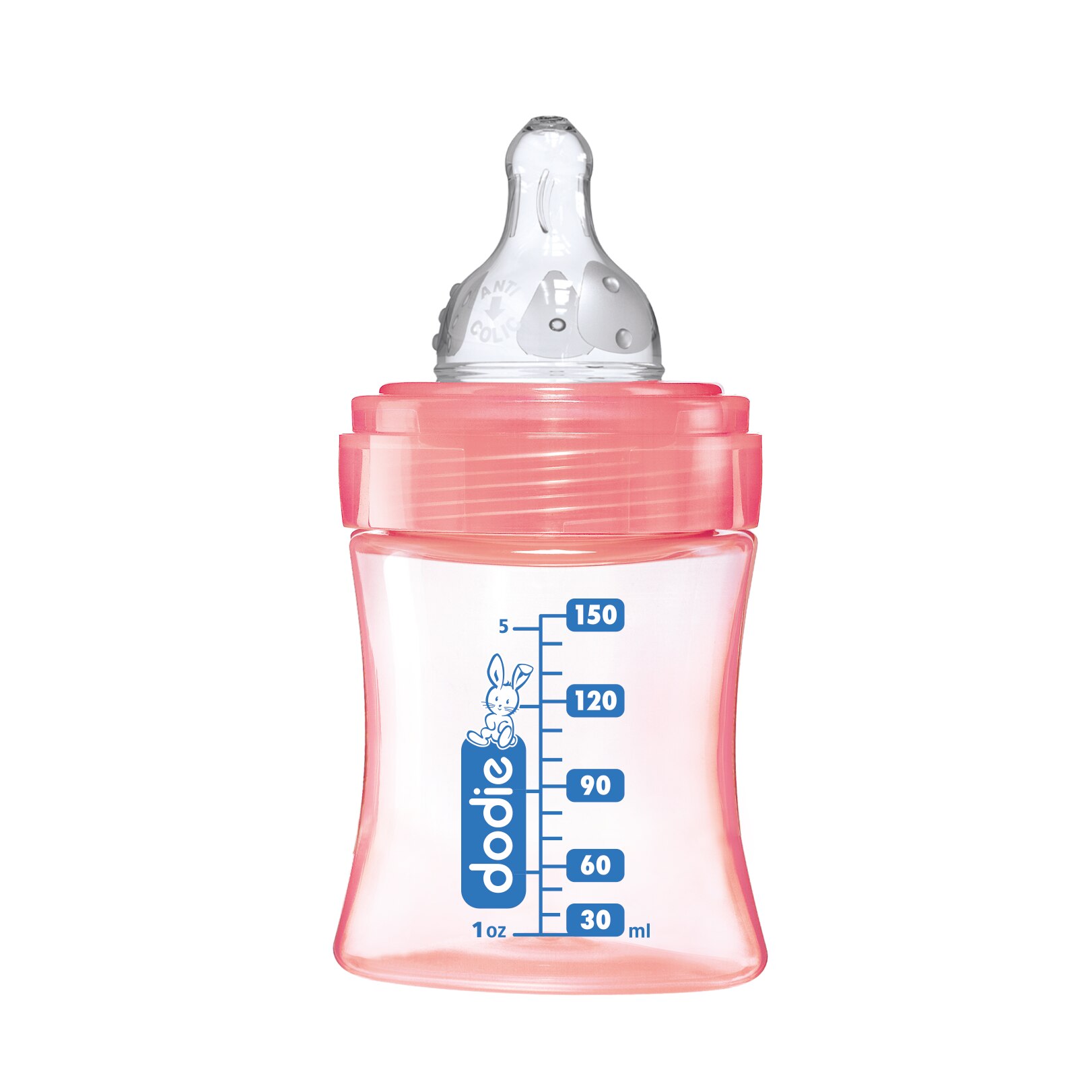 Biberon Dodie Initiation+, 06 luni, 150 ml, debit lent, 3 viteze, tetina rotunda, Anticolici