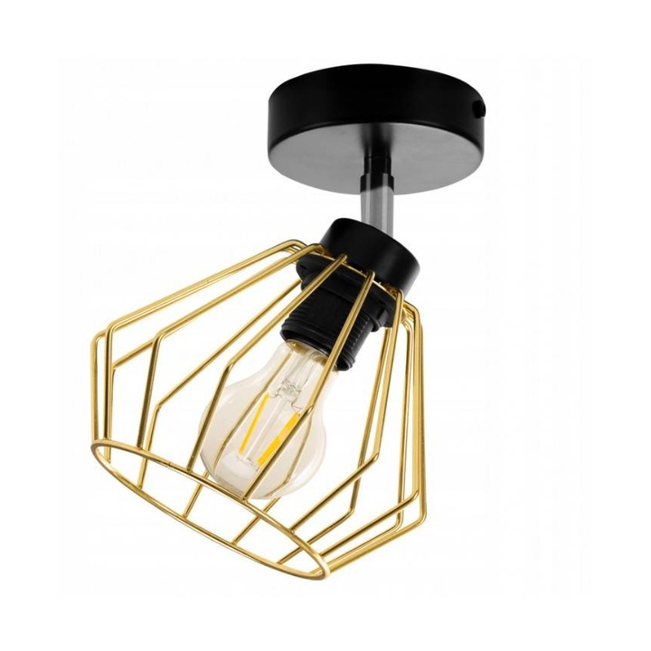 Plafoniera Light Home, Metal, 23 cm, Negru/Auriu