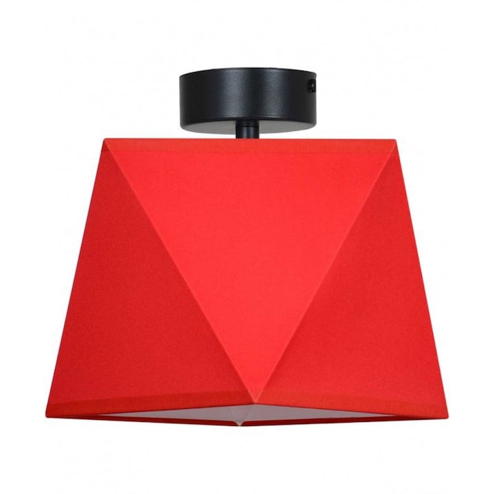 Плафон, Light Home, Метал/Текстил, E27, 60 W, Черен/Червен
