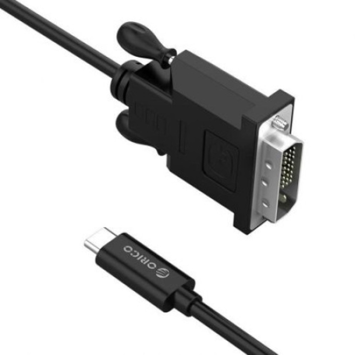 Orico XC-205-18-BK kábel, C típusú USB dugasz DVI dugóhoz, 1,80 m, fekete
