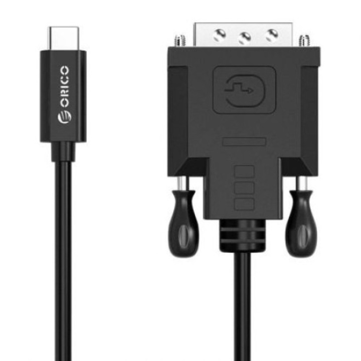 Orico XC-205-18-BK kábel, C típusú USB dugasz DVI dugóhoz, 1,80 m, fekete