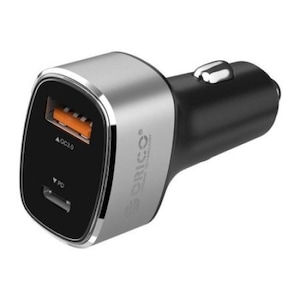 Incarcator auto, Orico, Adaptor cu USB DP Type-C 18W + iesire USB QC3.0, gri