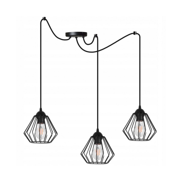 Pendul elegant, Light Home, Metal, E27, 60 W, 200 cm, Negru