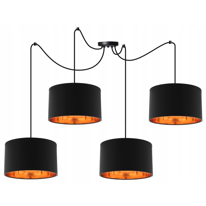 Pendul, Metal, 200 cm, E27, Negru