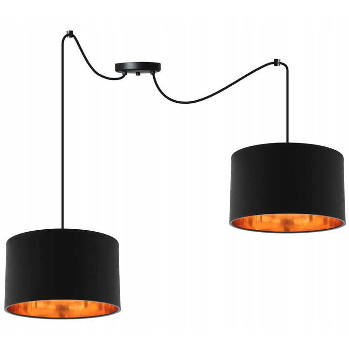 Пендел, Метал/PVC, 200 см, E27, Черен/Златист