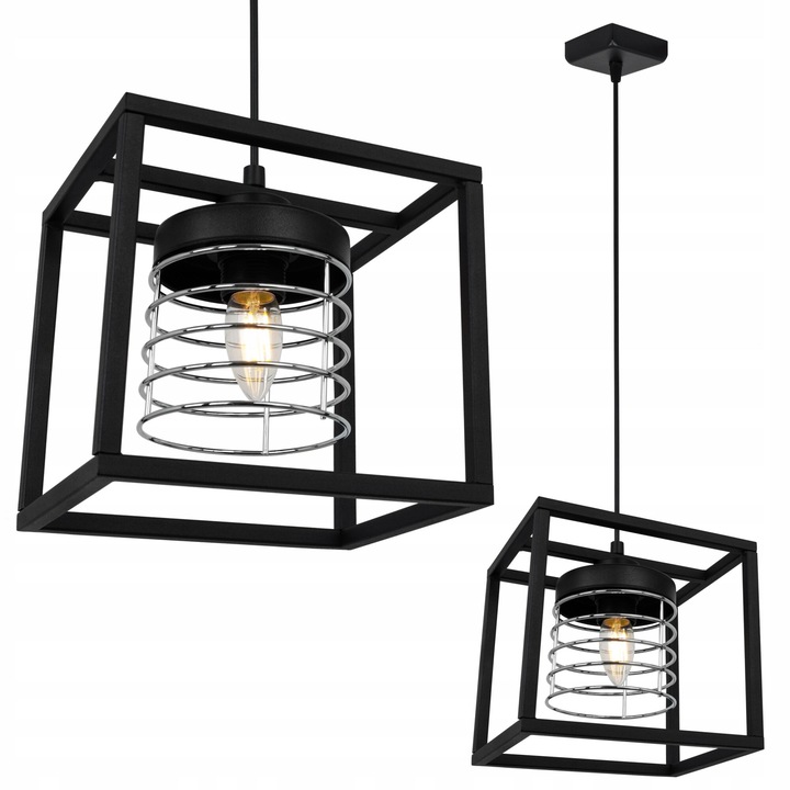 Pendul Rasti Cage, Light Home, Metal, Soclu E27, 30 cm, Negru