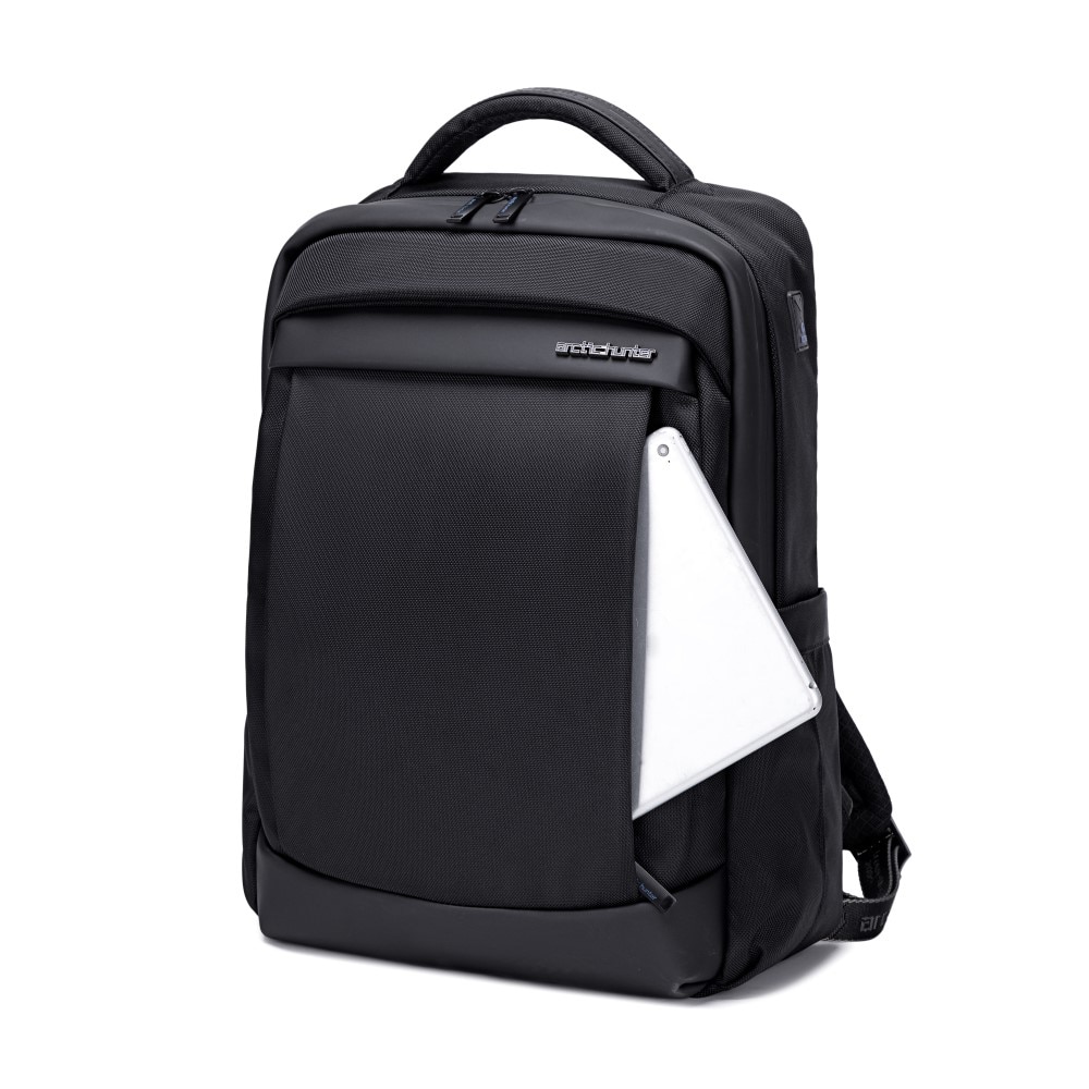 Rucsac laptop 15.6" business, impermeabil, cu orificiu pentru casti audio, Arctic Hunter, 45x30x11 cm, Negru